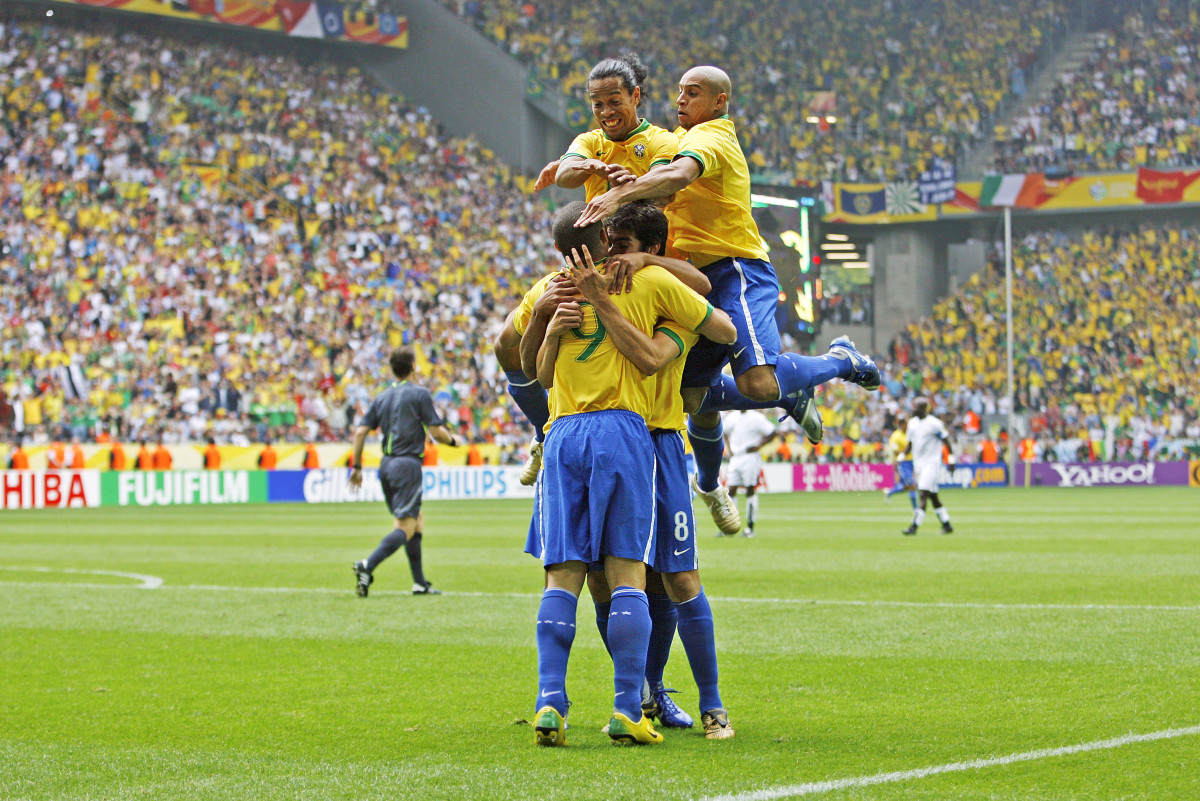 The Seleção was goal-crazy in 2006 with (clockwise from top left) Ronaldinho, Roberto Carlos, Kaká and Ronaldo.